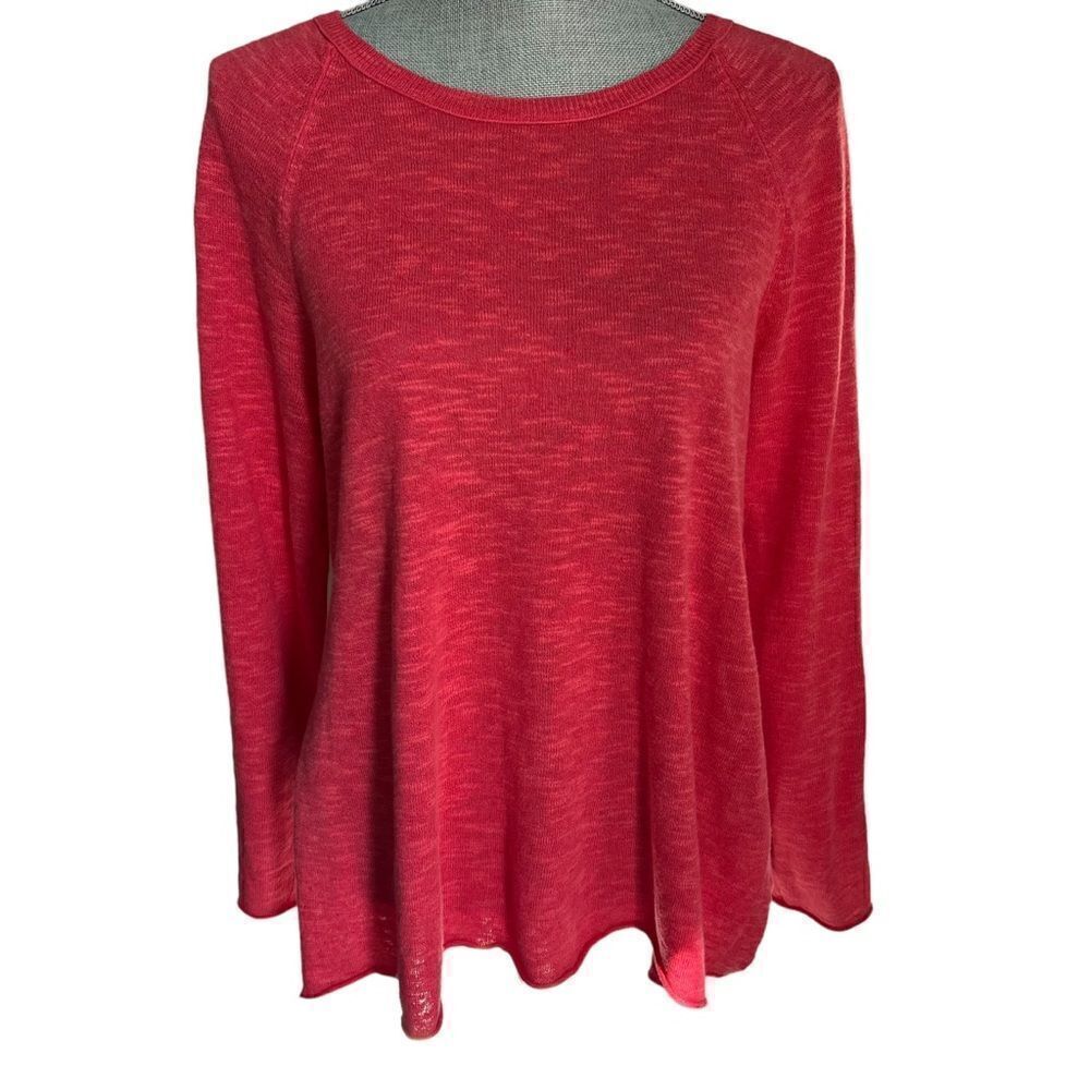 Eileen Fisher Linen Cotton Sweater size Small Pink Scoop Neck Pullover Top